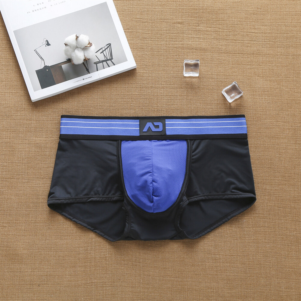 Addicted Men's Boyshort Comfortable Milk Ice Silk Mesh Hole Breathable Pants Low Waist Underwear Men.