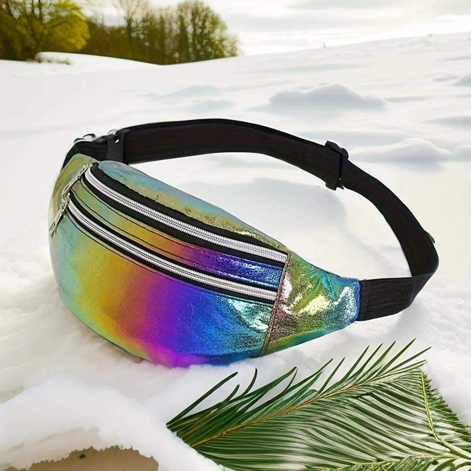 Holographic Fanny Pack Hologram Laser Beach Travel Banana Hip Bum Zip Waist Bags Women Belt Bag For Girls Z240912