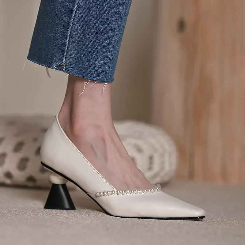 High heels womens soft cushion sexy pump elegant womens high heels party dress black pearl formal shoes office Pointed shoes 241223