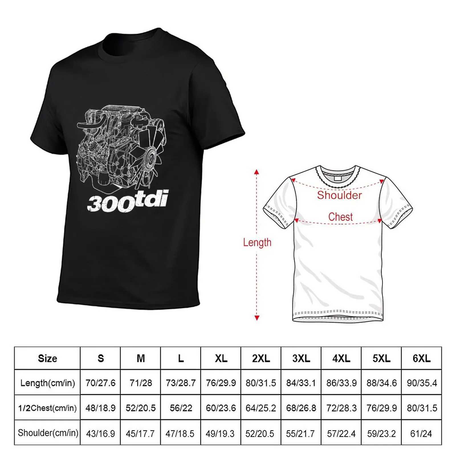 Land Rover 300tdi inline 4-cylinder T-shirt flat white mens heavy-duty T-shirt W241223