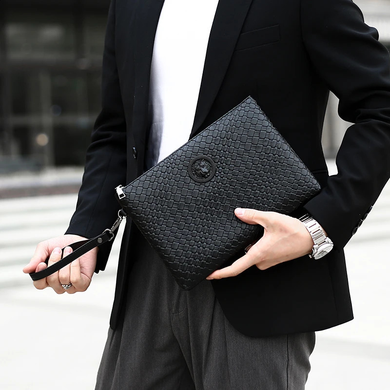 Men Tiger Head Handbag Casual Zipper Long Wallet Soft Clutch Bag Youth Mens Handheld Money Bag sacoches hommes clutch bolso 241224