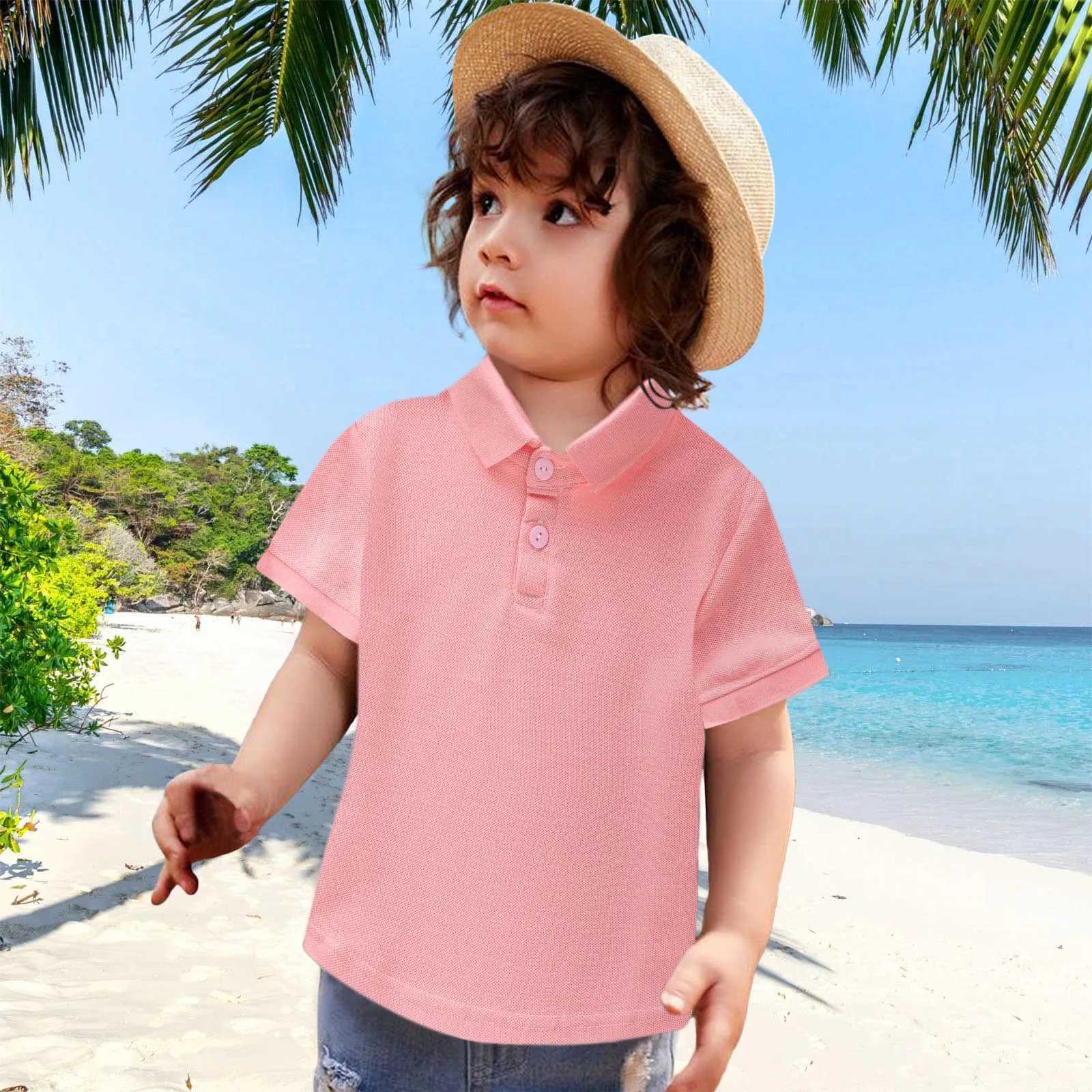 Girl and boy casual classic design slightly elastic cotton polo childrens clothing spring and summer indoor and outdoor childrens clothing W241223