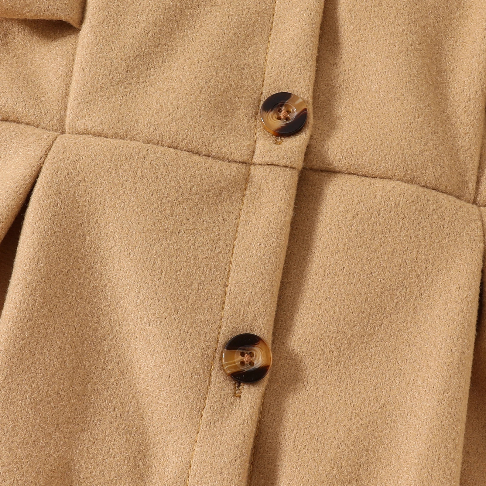 Solid hooded single-breasted coat for babies and girls in autumn and winter 241223