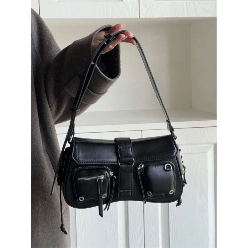 Women's Bags Handbag Y2k Korean Women Haruku Vintage Gothic Black Hand Bag Aesthetic Elegant Punk Wallet Purse Handbags Shoulder Trend Tote Bags