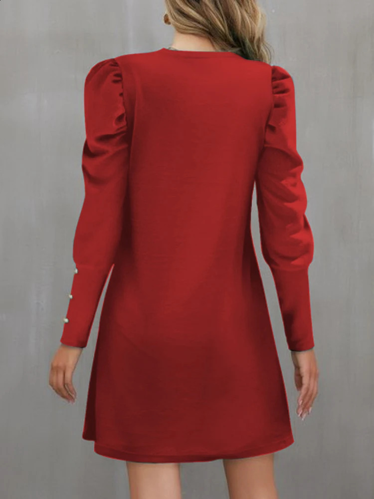 Autumn Elegant Party Dresses Woman Casual Loose Solid A Line Midi O Neck Long Sleeve Sweatshirts Female Black Dress 241218