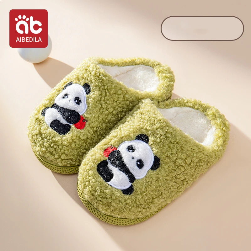 AIBEDILA Cute Baby Home Slippers Soft Plush Cozy House Slippers Anti-skid Slip-on Shoes Indoor For Children Winter Warm Shoes 241223