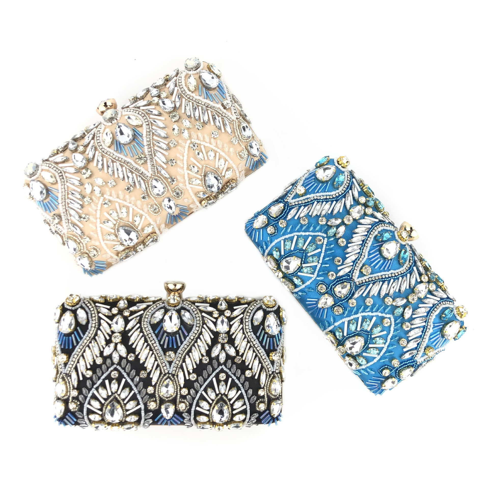 New Pearl Embroidered Rhinestone Dinner Bag Clutch Bag Dress Banquet Bag Celebrity Handbag Shoulder Bag 240920