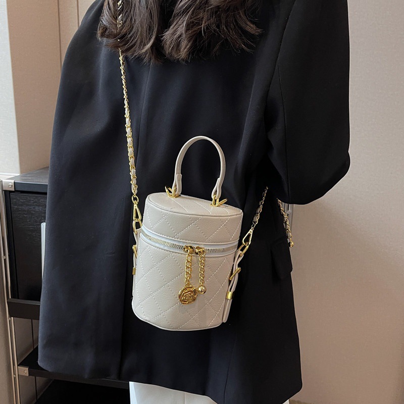 Free shipping 2025 Single Shoulder Bags for Women lady Bucket Handheld Cylinder Chain Crossbody Bag