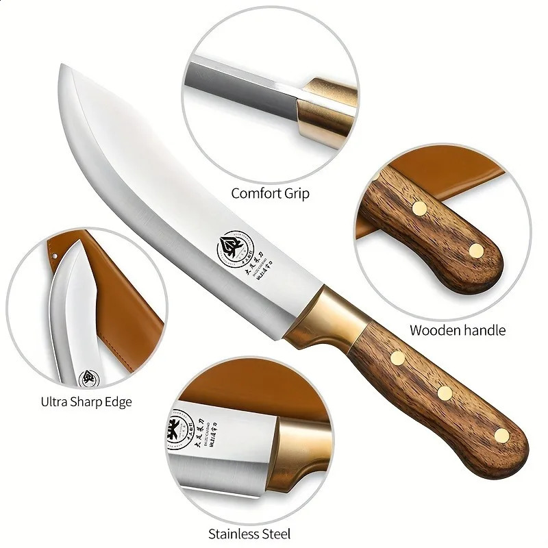 Chefs knife 7 inches used for Bonings kitchen knife fixed blade knife with sheath kitchen knife for use in the kitchen 241224