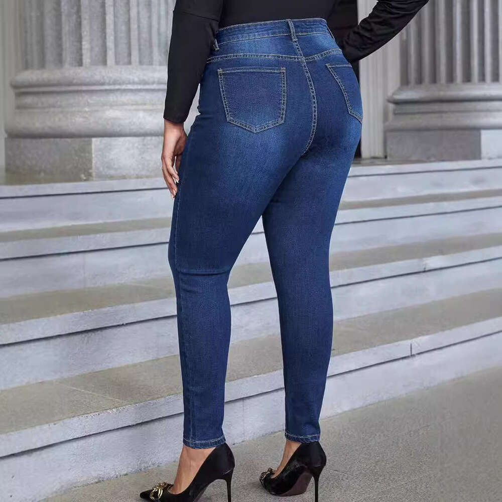 hoodie Street Pants Large Denim Shorts For Spring And Autumn Classic High Waisted Elastic Slim Pencil Pants jacket