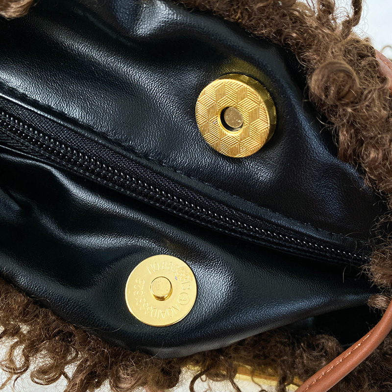 Women Retro Teddy Velvet Bag Famous Brand Designer Leather Handbags Fashion Fluffy Shoulder Crossbody Bags For Women Clutch Tote
