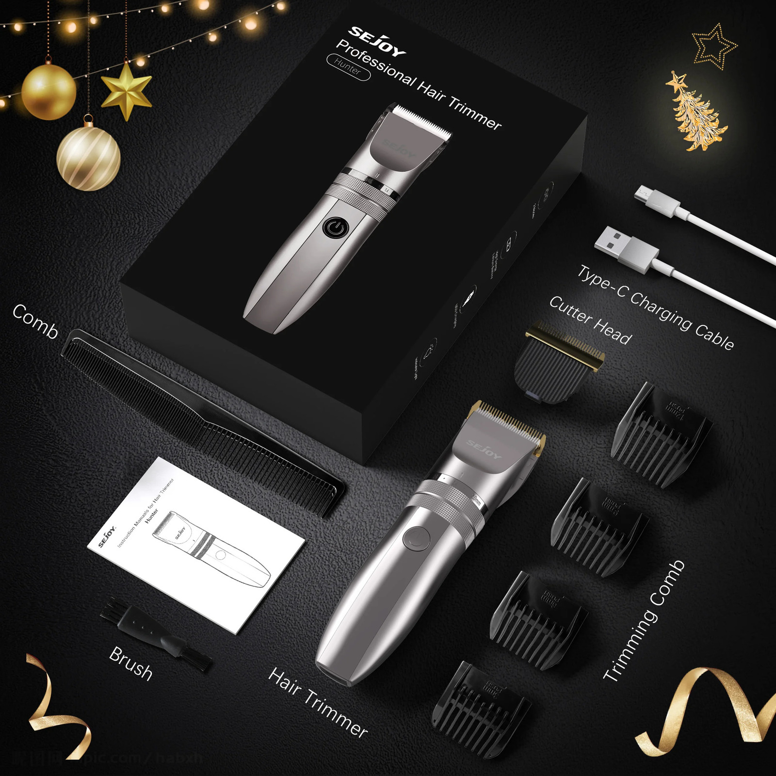 SEJOY Hair Trimmer for Men Hair Clippers for Barbers Electric Trimmer Rechargeable Cordless Shaver OiI Not Included 241224