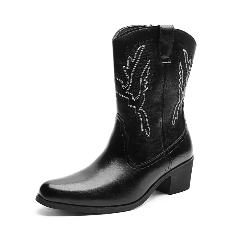 Mens Classic Retro Western Cowboy Boots Mens High Fashion Embroidered Small Leg Boots Mens Casual Shoes 241223