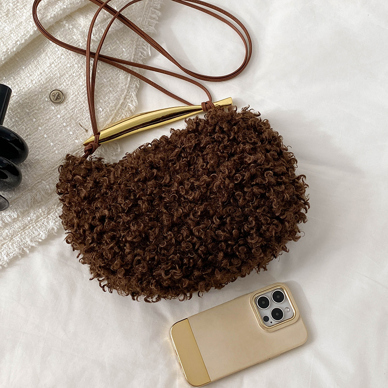 Women Retro Teddy Velvet Bag Famous Brand Designer Leather Handbags Fashion Fluffy Shoulder Crossbody Bags For Women Clutch Tote