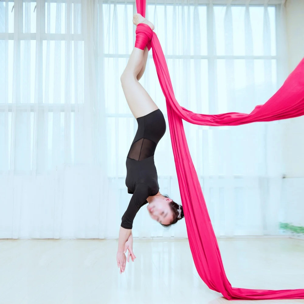 76yards 7m Aerial Silks Yoga Hammock Swing GYM Home Outdoor Fitness AntiGravity Silk Body Building Pilates Belt 241216