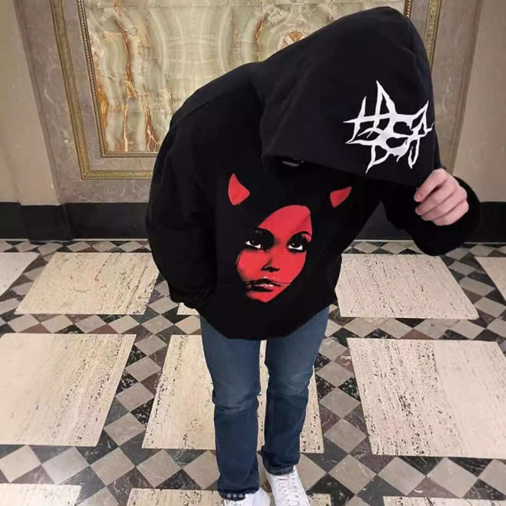 Sicko Red Witch Avatar Basic Black Hip Hop Loose Men's and Women's Long Sleeve Hoodie Trendy