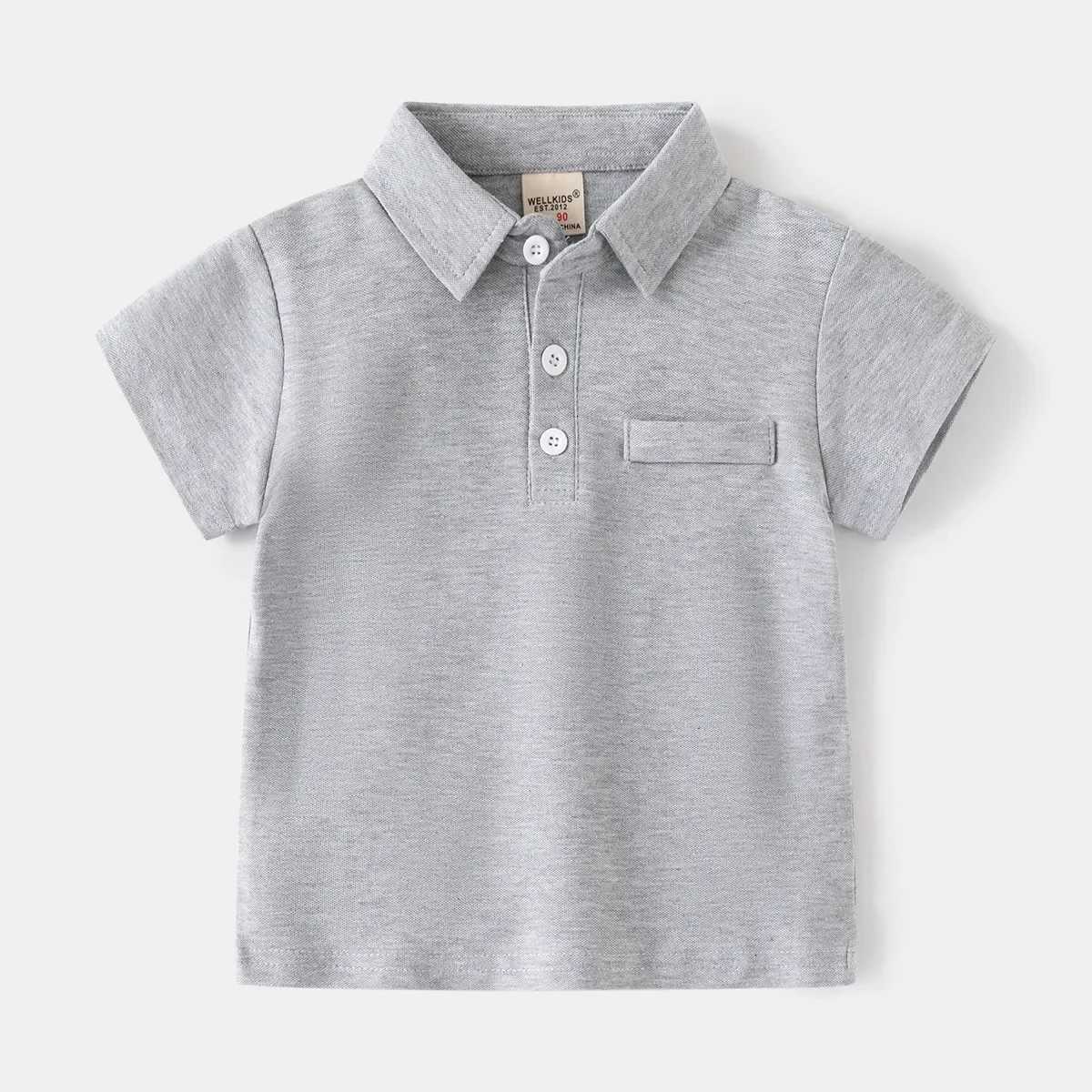 Summer boys short sleeved casual cotton solid color T-shirt childrens loose polo shirt 3-8 years to choose from 4 colors W241223