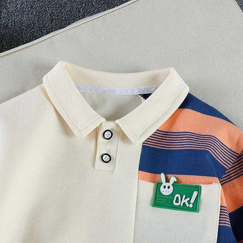 Childrens polo shirt autumn top childrens school uniform boys sweater long sleeved childrens coat baby shirt W241223