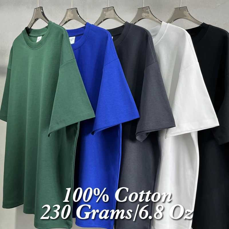 00 womens heavy-duty cotton T-shirt short sleeved flat top solid oversized T-shirt high-quality clothing 6.8oz 230gsm W241223