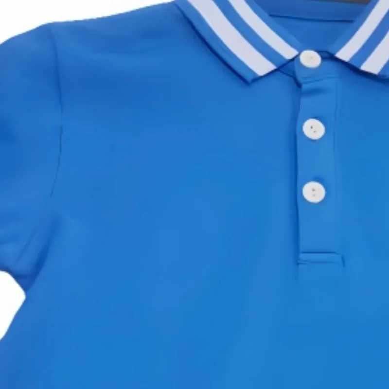 Summer boys sle embroidery color contrast lapel single chest blue short sleeved t-shirt breathable and comfortable polo shirt W241223