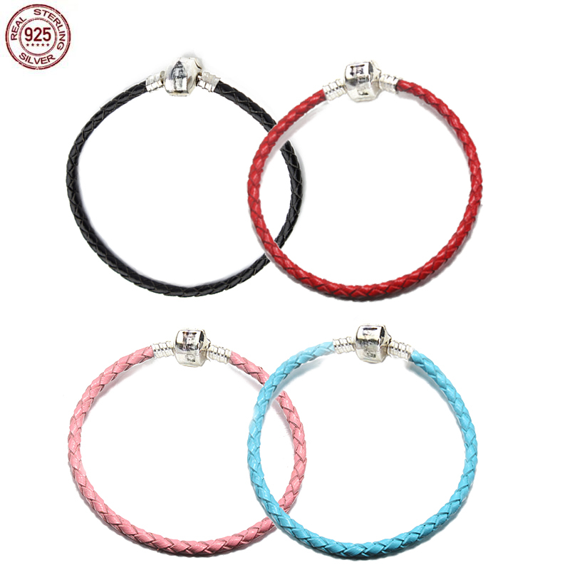 2024 New Popular Silver Summer Style Red Leather Rope Letter Bracelet Is Suitable for Primitive DIY Fashion Jewelry Accessories