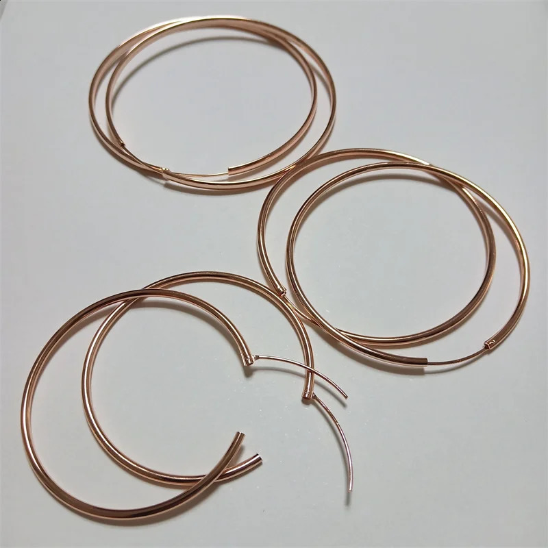 SOMILIA Rose Gold Big Hoop Earrings for Women 925 Sterling Silver Jewelry Female Fashion Women Earrings 40-70mm For Gift222 241224