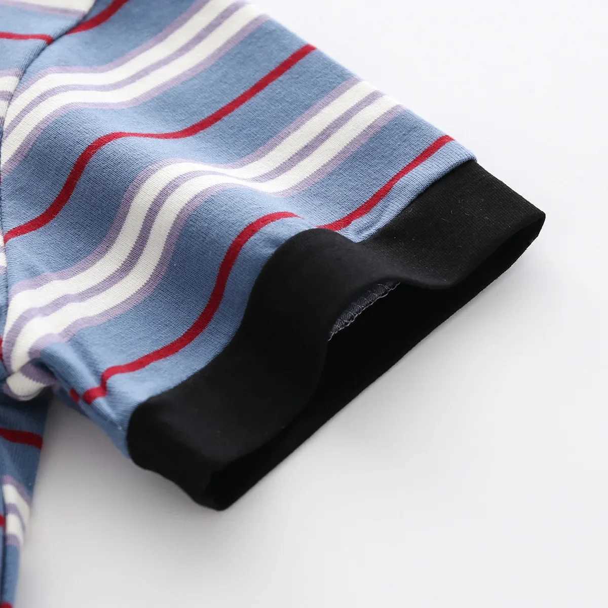 Childrens T-shirt soft boys clothing boys polo shirt short sleeved summer striped childrens top 90-130 cm W241223