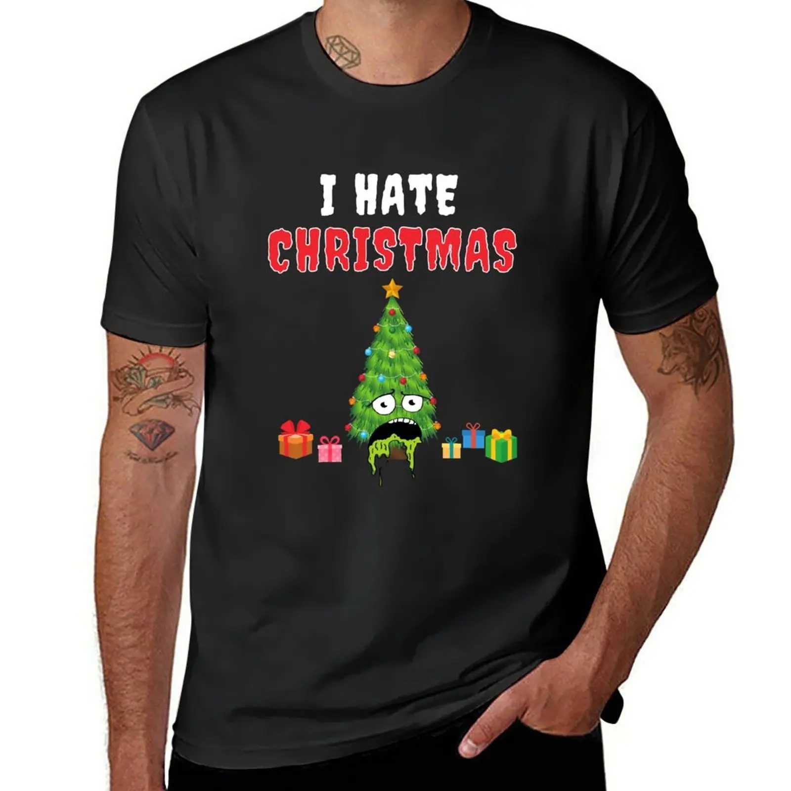 I hate Christmas costumes vomit Christmas trees interesting Christmas T-shirts customized t-shirts your own pure white t-shirt for men W241223
