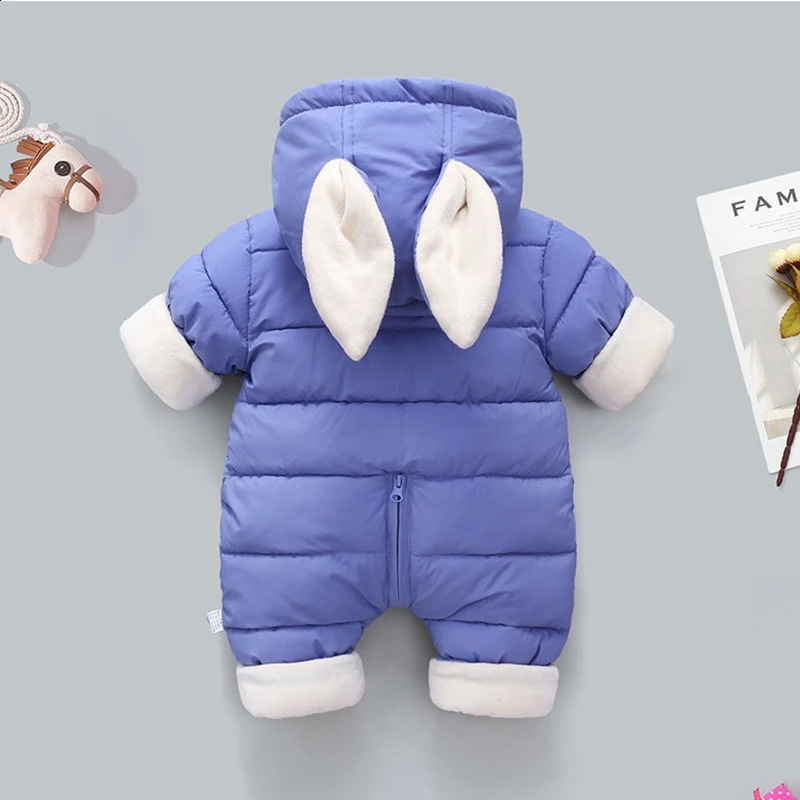 spring Winter Overall For Children Infant Thickened kids Clothes Hooded mantle Cartoon Baby coat Boys Girls Jumpsuit Romper 241223