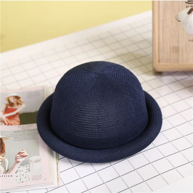 Fibonacci Female Mushroom Brim Fedoras Cotton Linen Knit Summer Autumn Trilby Hat Dome Bowler Women Hats 241220