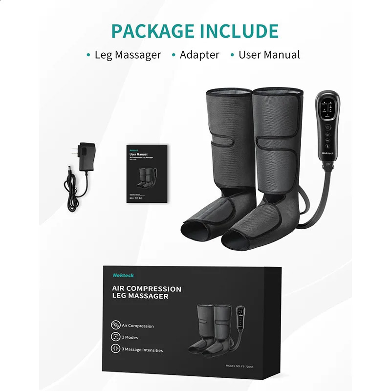 Nekteck Foot Legs Air Compression Massager Calf Wraps Massage for Blood Circulation and Relaxation Physical Massage Boot 241224
