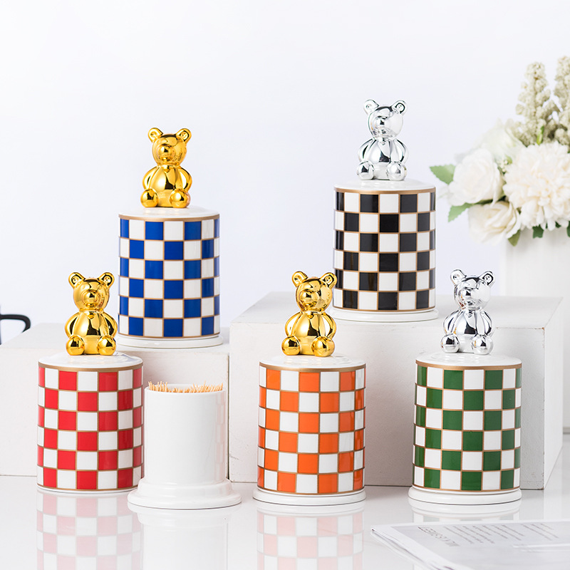 & Courtly Check Enamel Canister Blackandwhite Kitchen Container With Lid Mini 240820 Drop Delivery Ho Housekeeping Ot9Hh