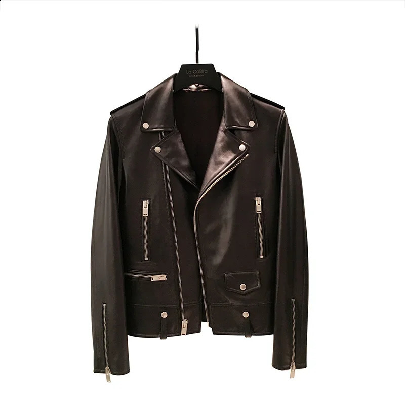 Lambskin Gd Same Style Mens Motorcycle Jacket Leather Jacket 241220