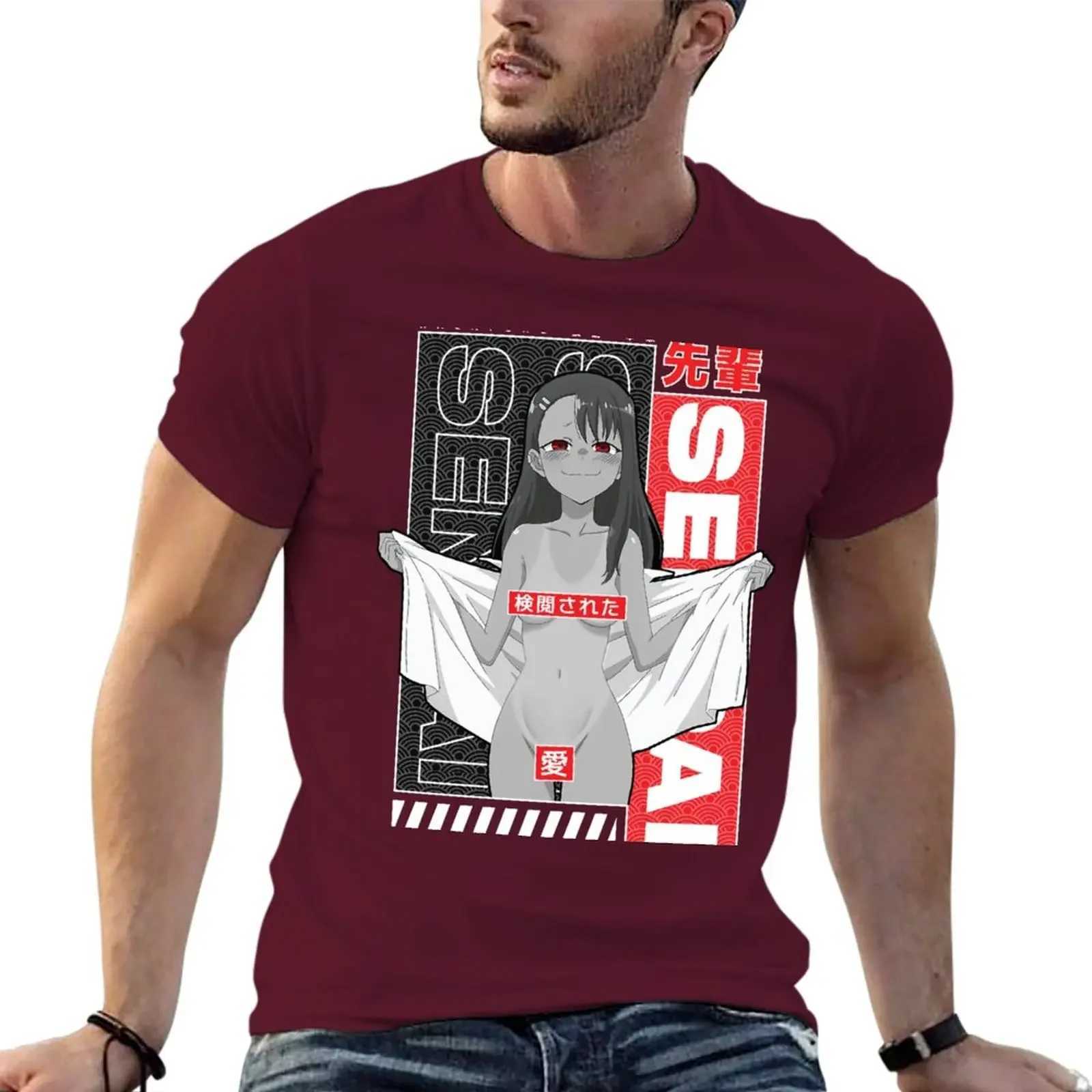 New fashion heavyweight hot selling Nagasaki smile T-shirt solid color T-shirt oversized anime plus size top mens exercise shirt W241223