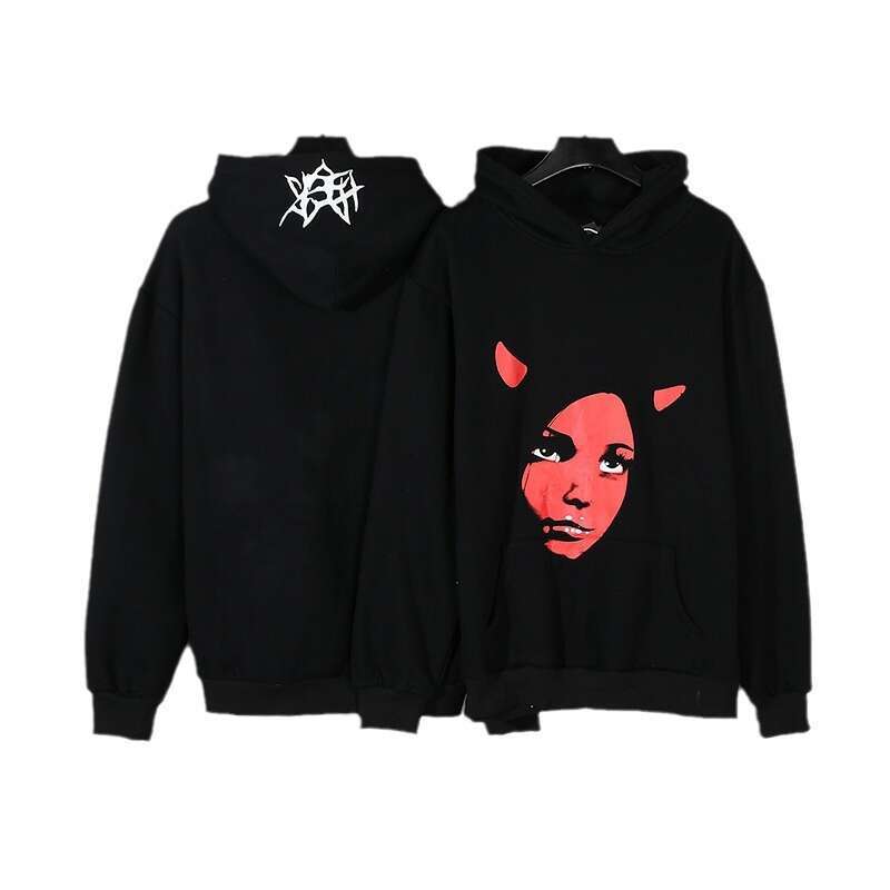 Sicko Red Witch Avatar Basic Black Hip Hop Loose Men's and Women's Long Sleeve Hoodie Trendy