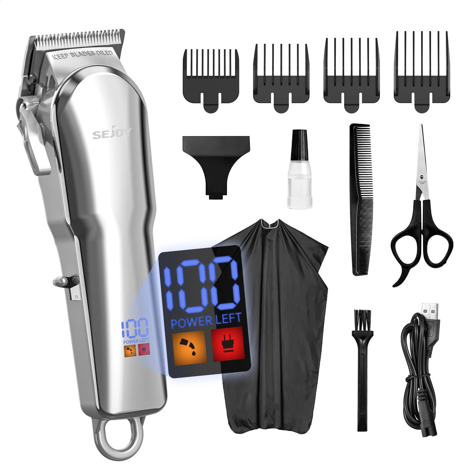Sejoy Electric Hair Trimmer 5800RPM Professional Rechargeable Shaver Hair Cutting Machine for Men Hair Clipper Barber Shop 241224