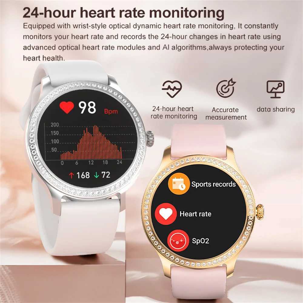 Diamond-studded Smart Watch 2024 For Wen Lovely Steel Sport Watch Call Fitness bracelet Rate Ladies Smartwatch Z241218