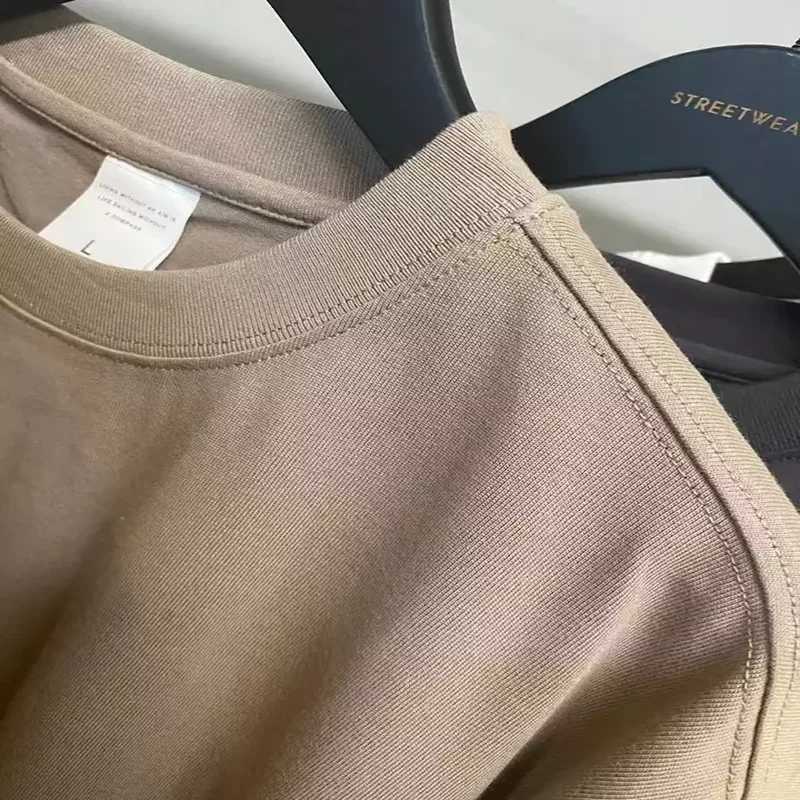 American size OEM wholesale custom heavy-duty T-shirt 100% pure cotton oversized T-shirt 240g mens hip-hop plain brown top W241223