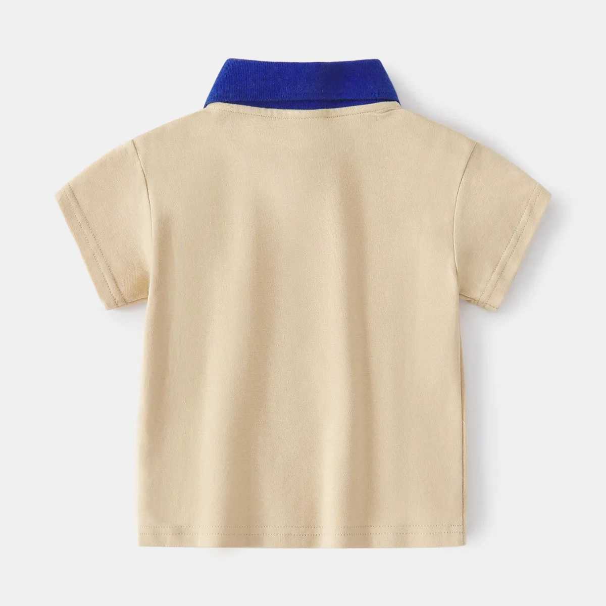 Summer boys short sleeved casual cotton T-shirt childrens contrasting color striped polo shirt childrens first 3-8 years W241223