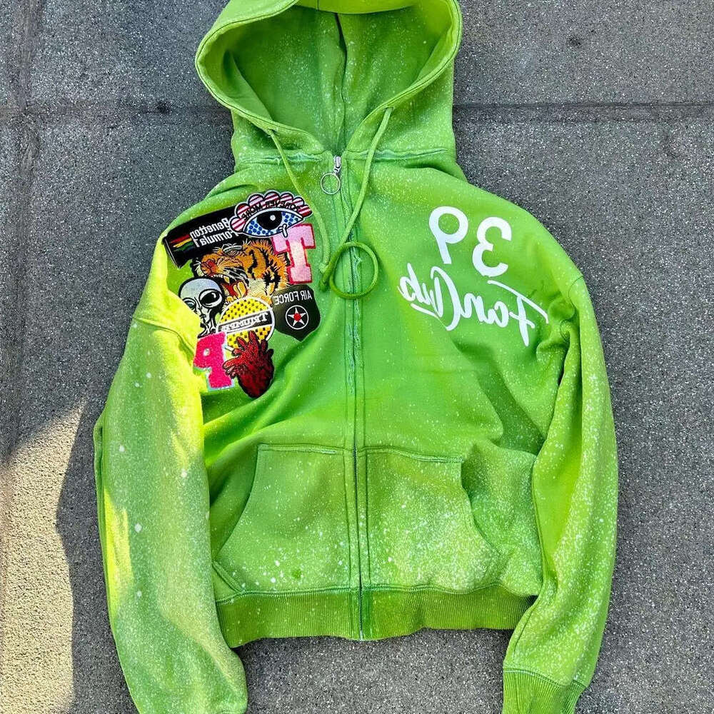 American Retro Y2K Clothes Mens Womens Haruku Gothic Cartoon Graphics Oversized Hoodie Sweatshirt Zipper Jacket