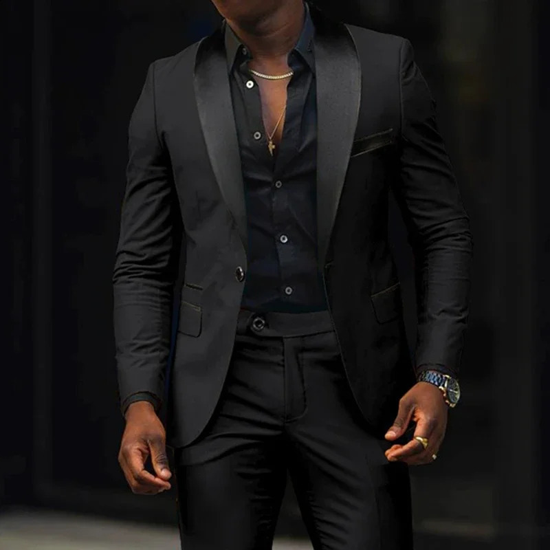 Mens Suit Jacket Autumn Slim Fit One Button Blazer Fashion Formal England Male Dress Coat Trousers Pants 2 Pieces Set 241220