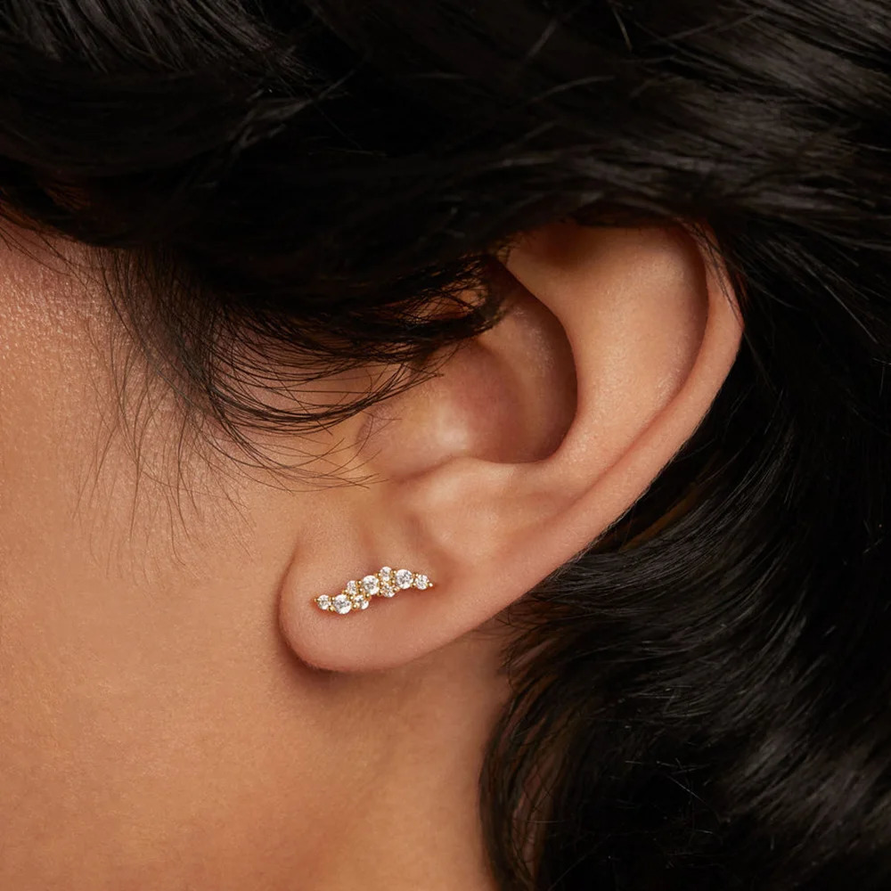 DPLAOPA 925 Sterling Silver 12 Styles Tiny Classic Clear Stud Earring Piercing Women Fine Jewelry Clips Winter 241224