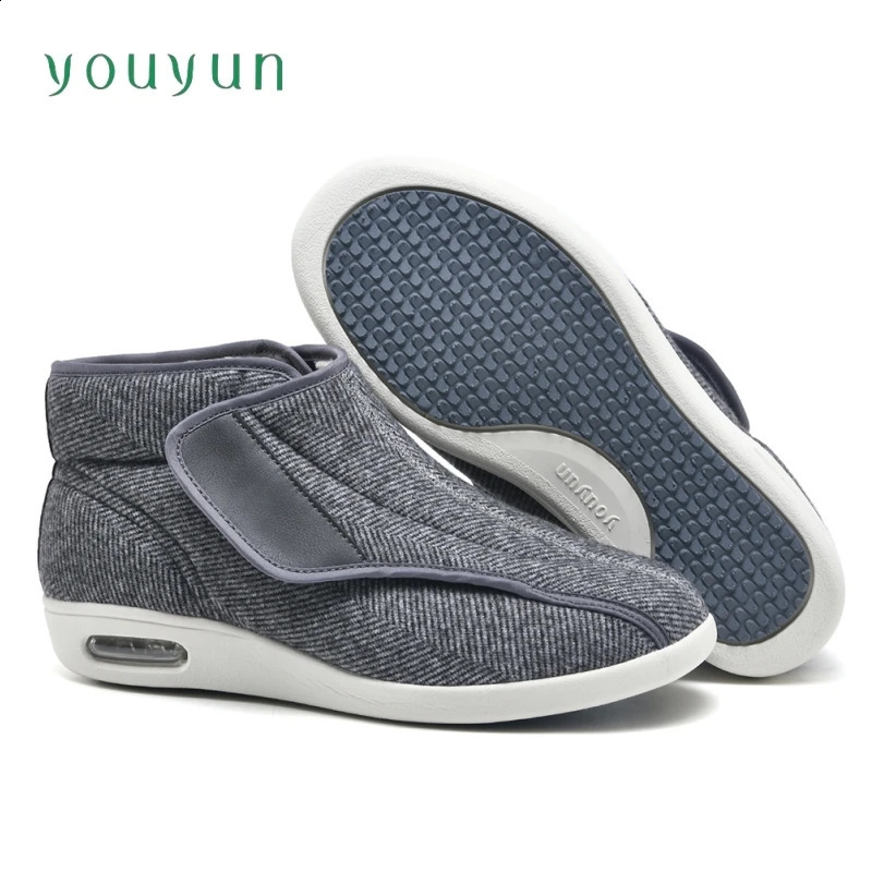 Winter high top leisure shoes for the elderly Super wide mens diabetes shoes Adjustable elderly upright walking shoes 241223