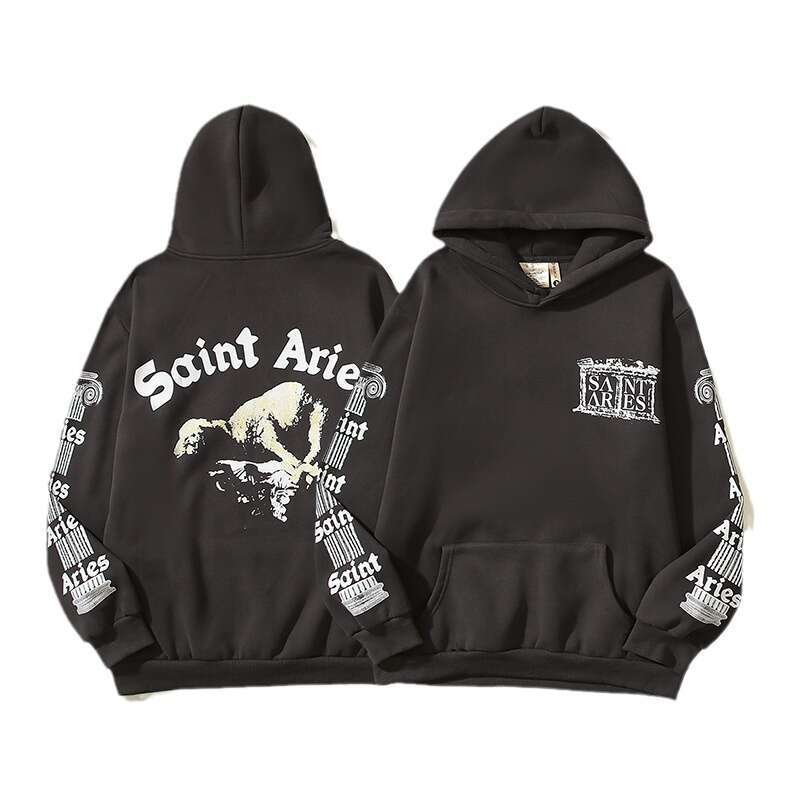 New Little Goat American High Street Vintage Loose Sport with Velvet Hoodie for Men and Women INS Trendy