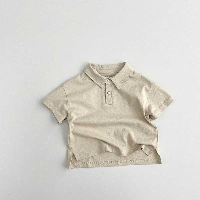 Summer childrens polo shirt 1-8Y boys cotton loose daily button short sleeved top Korean childrens clothing 2024 new item W241223