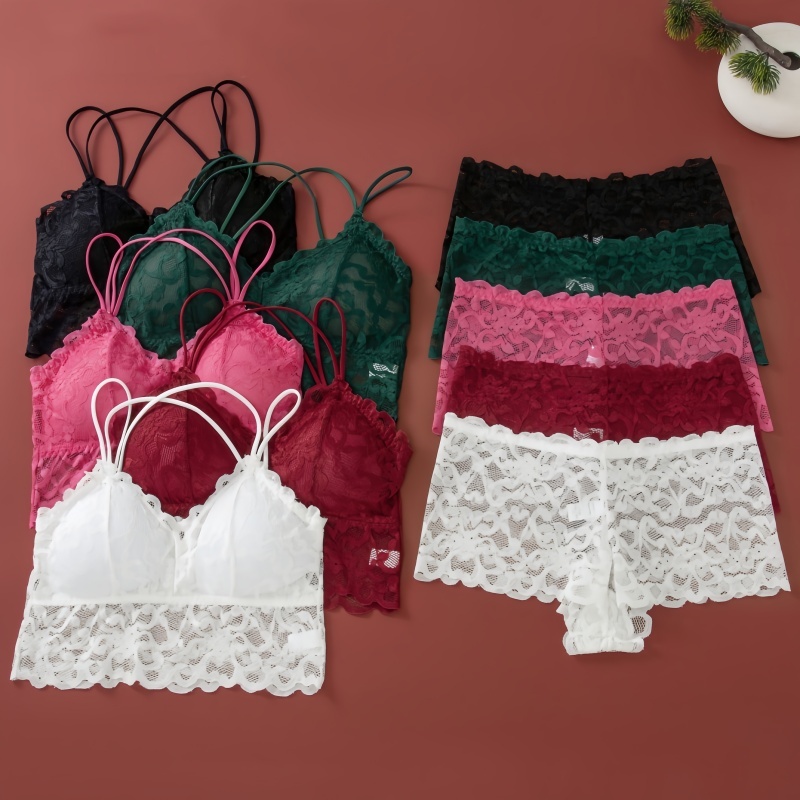 Women Lace Bra Wireless Bralette Transparent Low Waist Panties Female Ultrathin Underwear Set