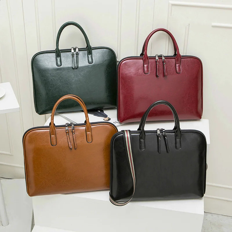 Designer Bag Genuine Leather Bag Women Office Laptop Briefcase For Air 13 14 15 16 Inch Hp 2025 Female Computer Handbag