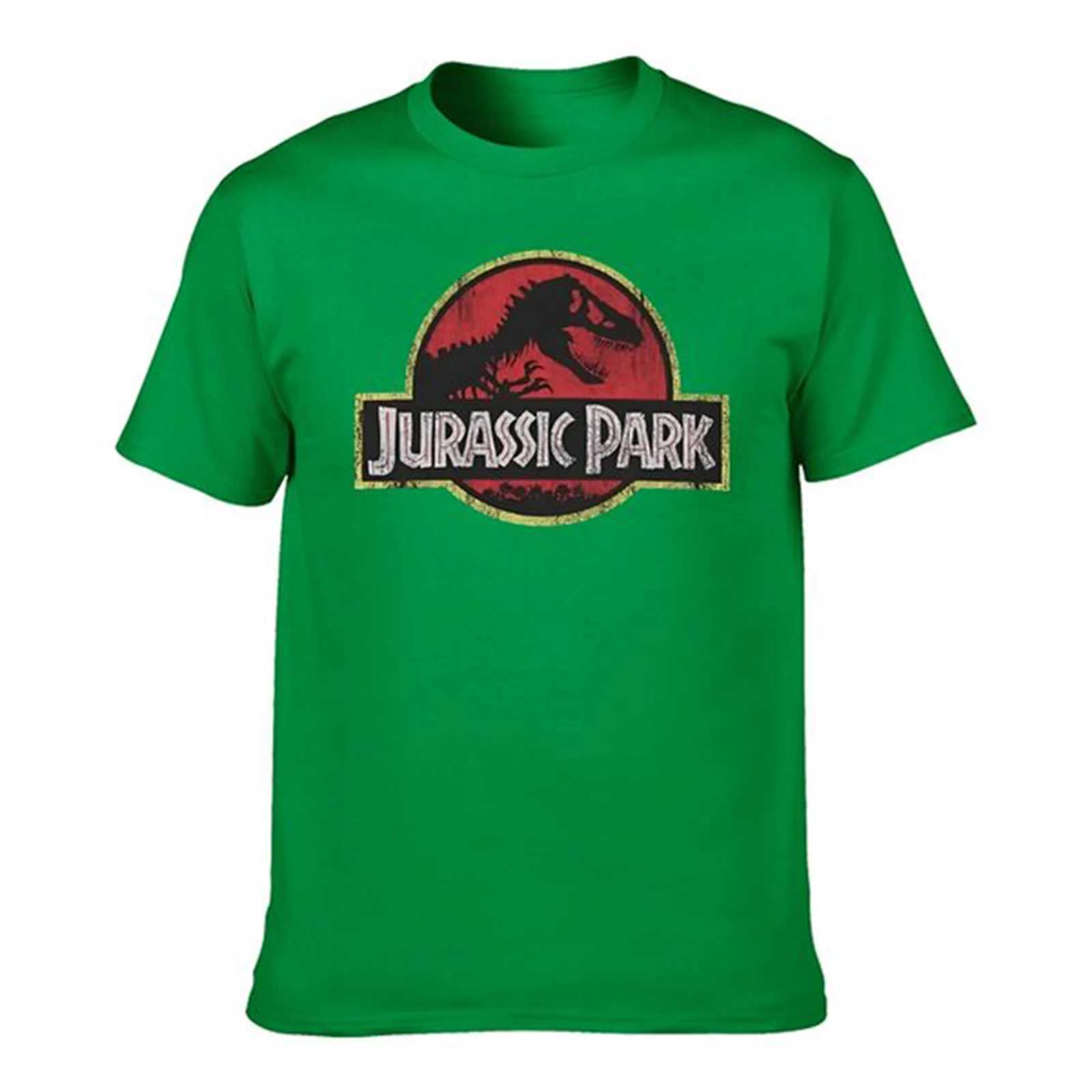 Summer New Jurassic Park Classic Retro Red Distressed T-shirt Tee Retro Dress Pure White Mens Short Sleeve Mens Dress W241223