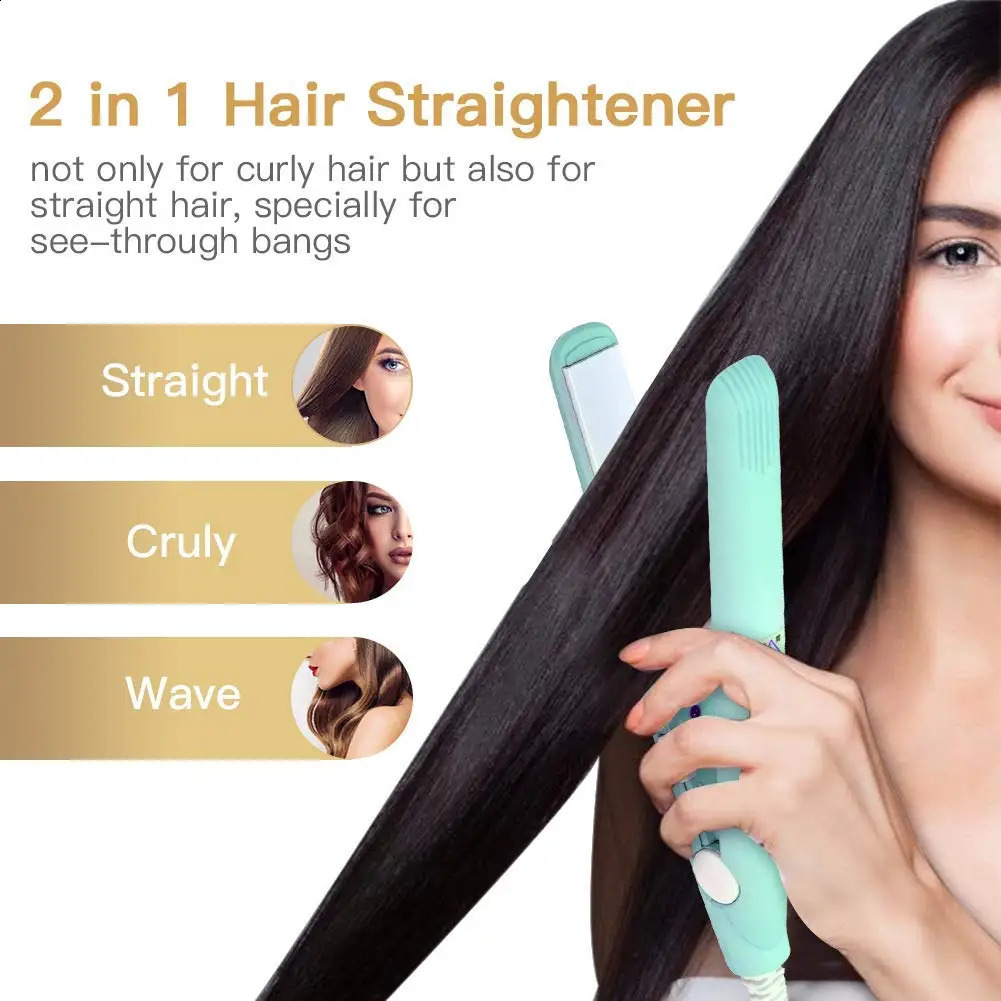Portable Mini Hair Straightener Flat Iron Hair Curler For Men Women Short Hair Wave Hairstyling Dual Voltage Straightening Irons 241224