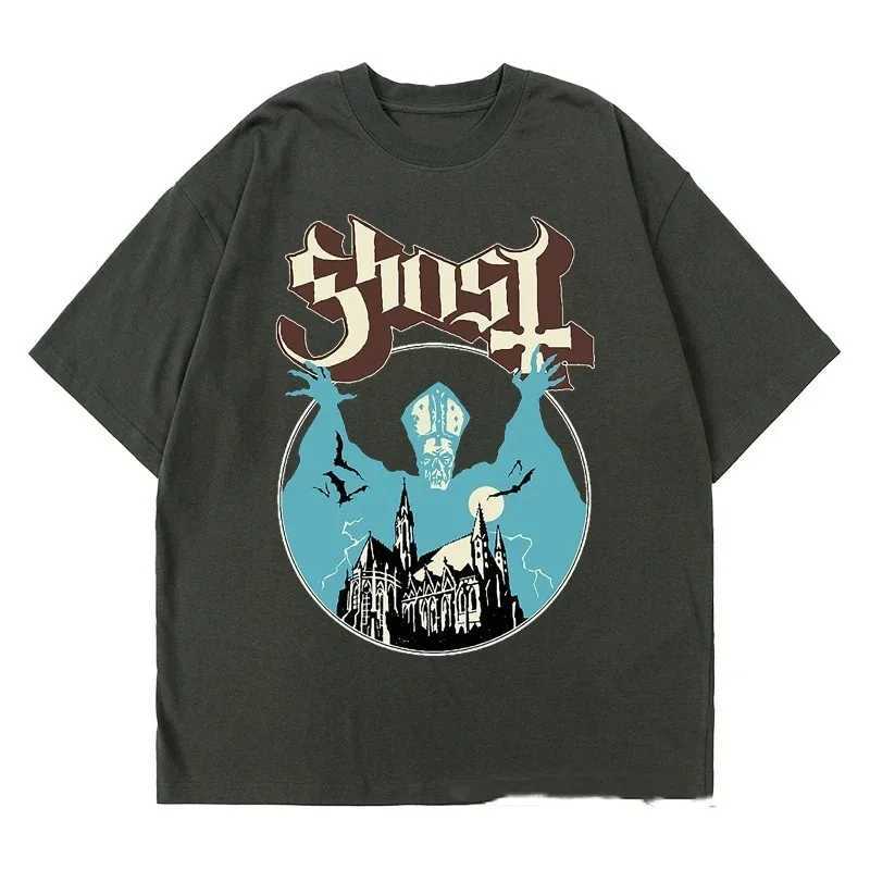 New Ghost Band T-shirt for Women Super Large Fashionable Cool London Singer Fans Must Have Summer Short sleeved Printed Rock Solid Black T-shirt W2412